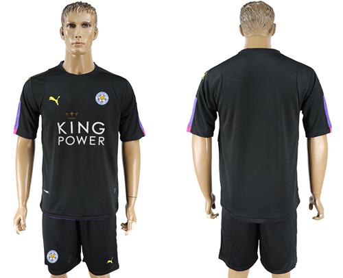 Leicester City Blank Black Goalkeeper Soccer Club Jersey - Click Image to Close